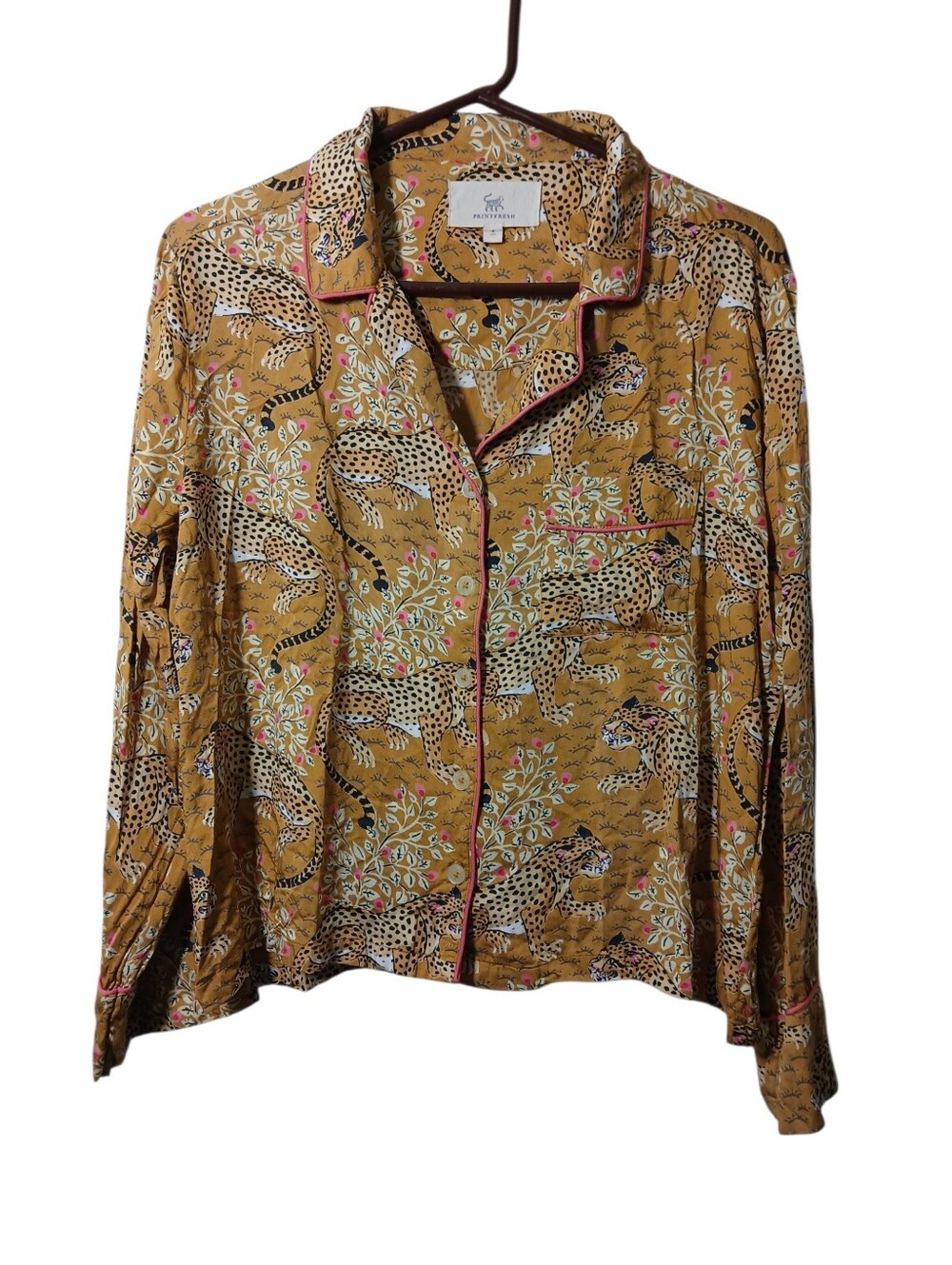 Printfresh Bagheera Pajama Top in Tobacco Size Small